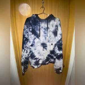 XL Men’s Dark Navy Blue Tie Dye Dot Hoodie Sweatshirt
